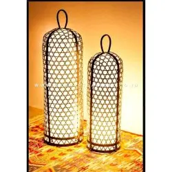Lampu Tabung Anyaman dan Ukir Tembaga Kuningan